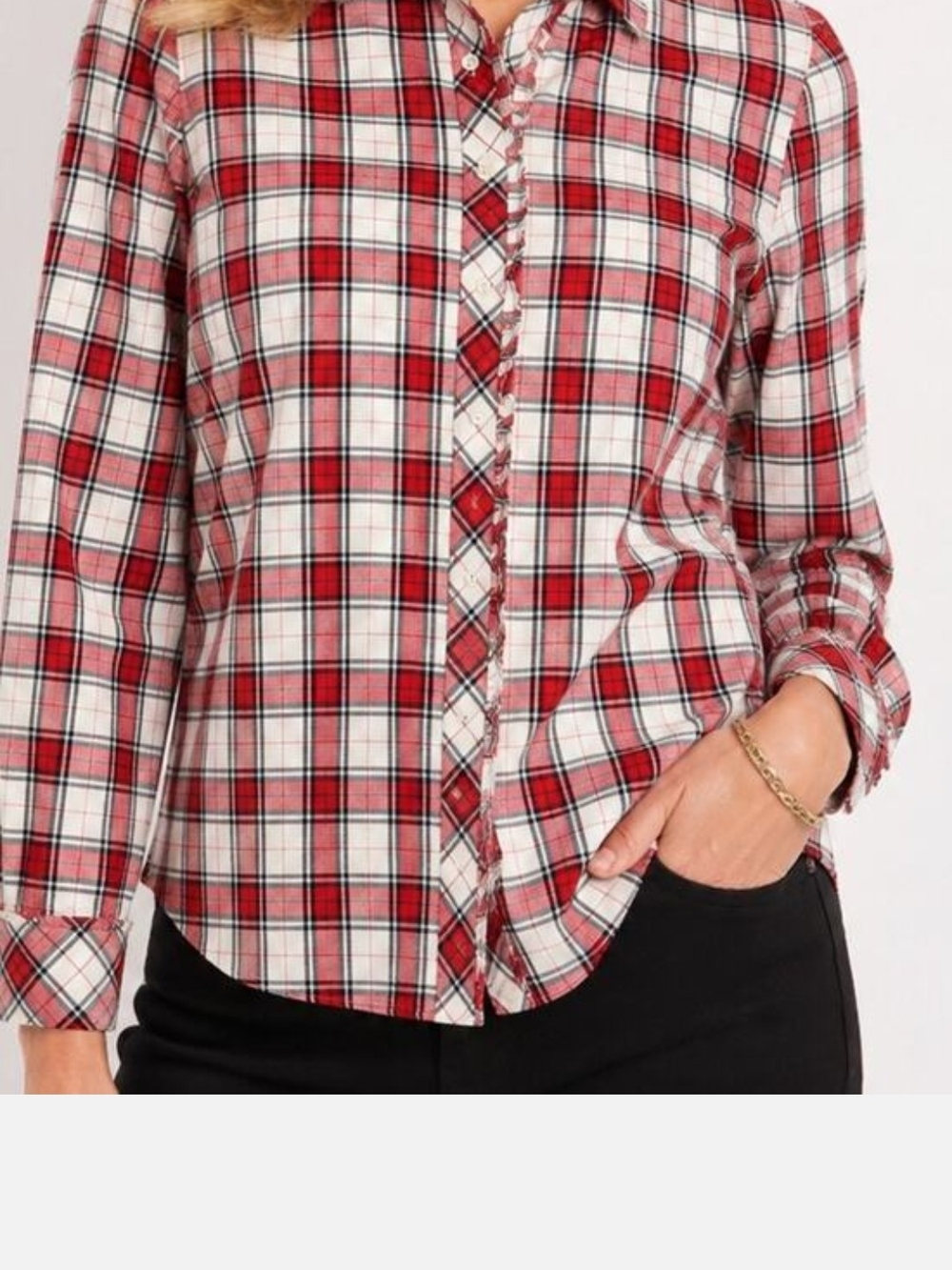 Talbots Red Tartan Plaid Button Up Shirt Women's Sz M Fall Plaid Holiday Preppy